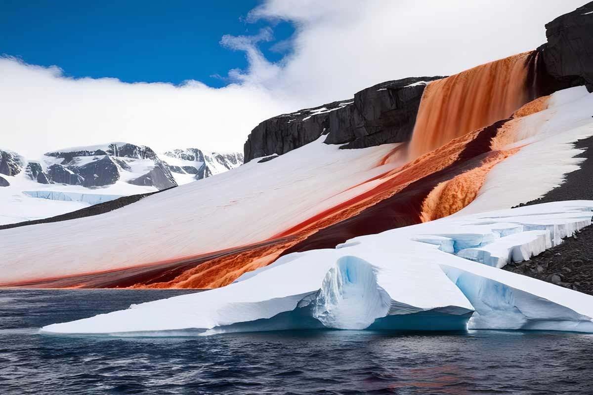 Bloedige watervallen in Antarctica