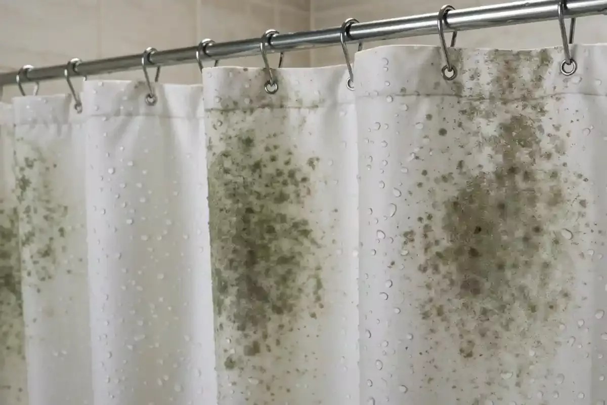 douchegordijn met vlekken